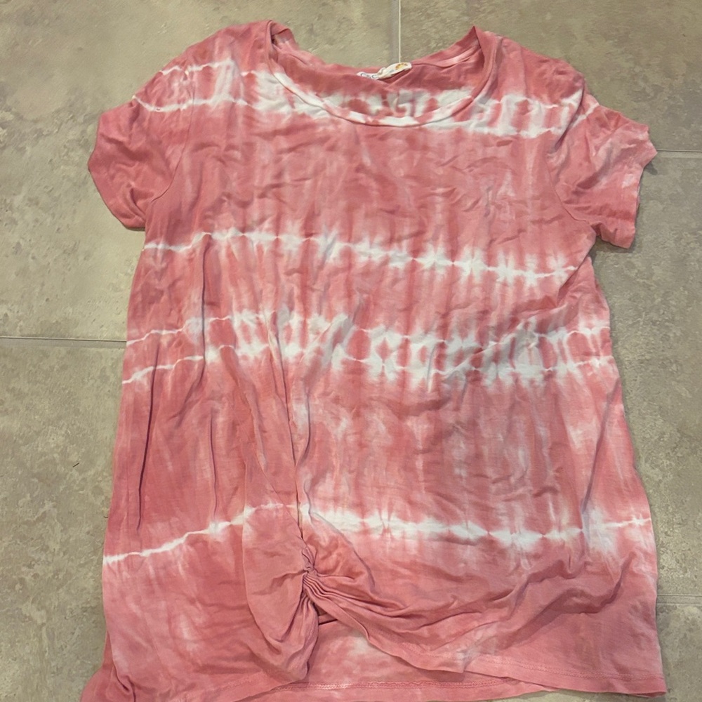 C&C California Pink and White Tie-Dye Top